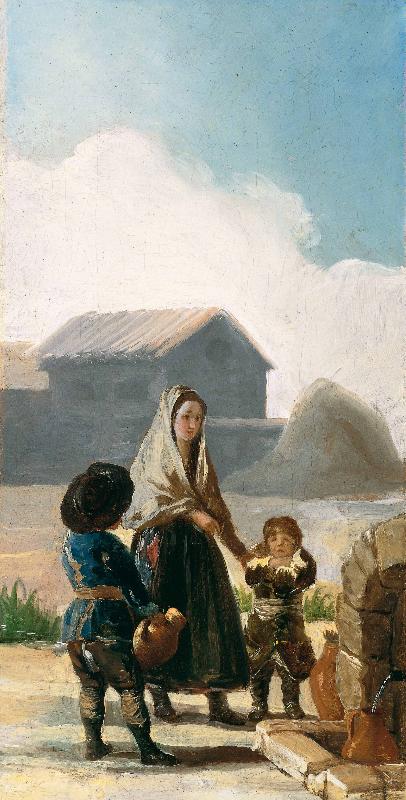 Francisco de Goya A woman and two children by a fountain China oil painting art